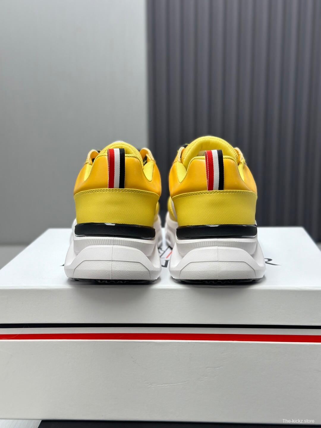 2025 Unisex Moncler Yellow Nylon Mesh Outdoor Sneakers KFY00390