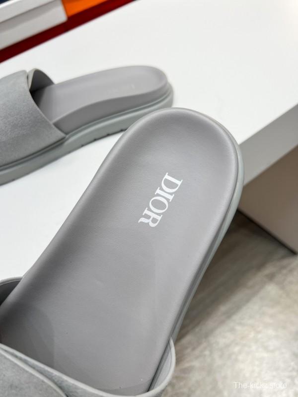 2025 Men Dior Grey Nubuck Leather Slippers AS00190