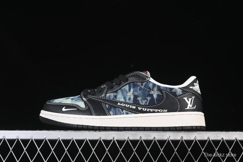Nike Travis Scott x Fragment Design x Air Jordan 1 Low OG SP Retro Denim Low-Top Casual Sneakers - LD2028-045