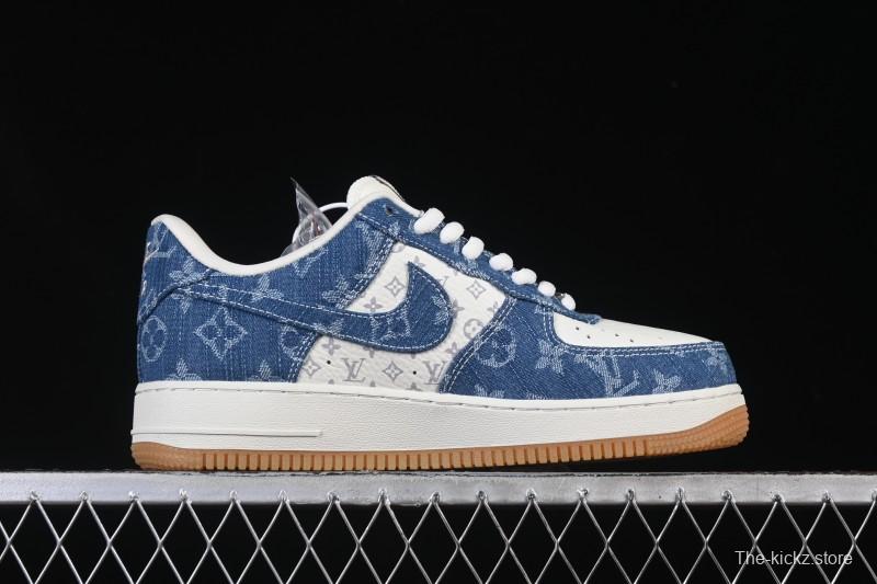 Nike Air Force 1 '07 Low LV Collaboration White Navy Blue Casual Sneakers - YF9511-813