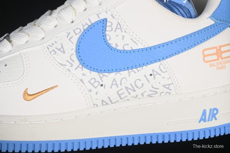 Nike Air Force 1 '07 Low Balenciaga Collaboration White Blue Gold Casual Sneakers - YF9511-803