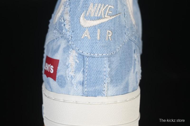 Nike Air Force 1 '07 Low Levi's White Light Blue Casual Sneakers - YF9511-814