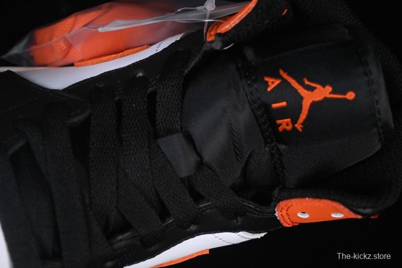 Nike Air Jordan 1 Mid AJ1 Mid-Top Casual Sneakers with Black White Orange Design - DQ8426-801