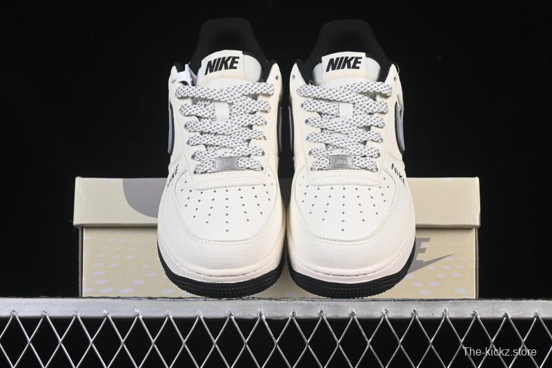 Nike Air Force 1'07 Low Beige Gray Black Letter Casual Sneakers - JS8028-018