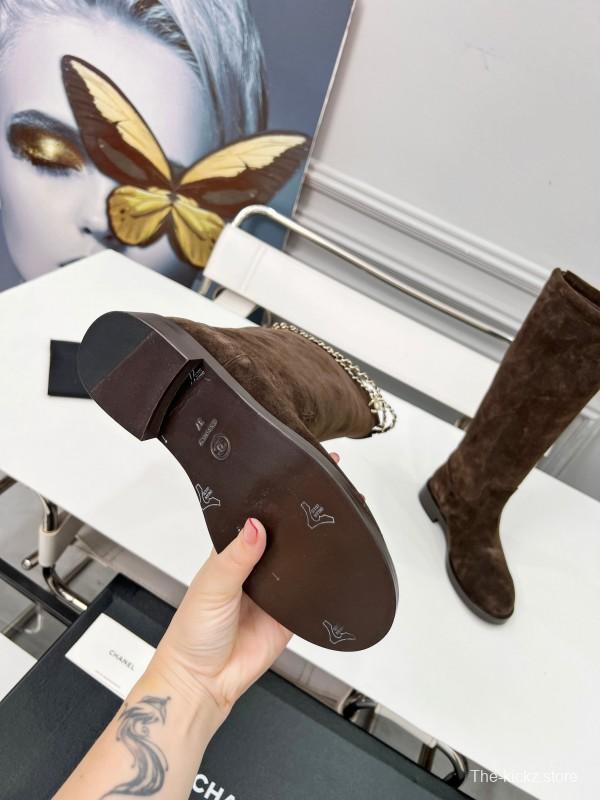 Chanel 2025/SS Quilted Leather Chain CC Four-Leaf Clover Flat Ankle Boots - LY00510