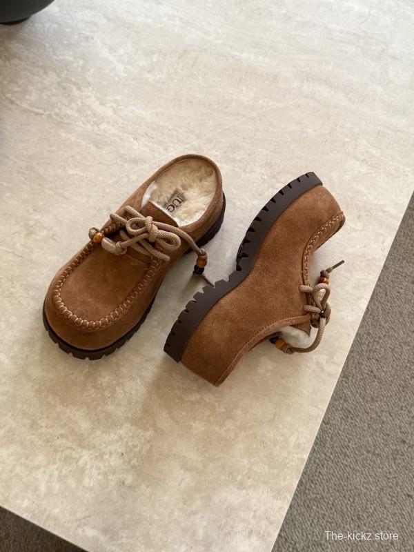 UGG Fall Winter New Potato Wool Slippers Retro Acrylic Buckle Design - KFY00250