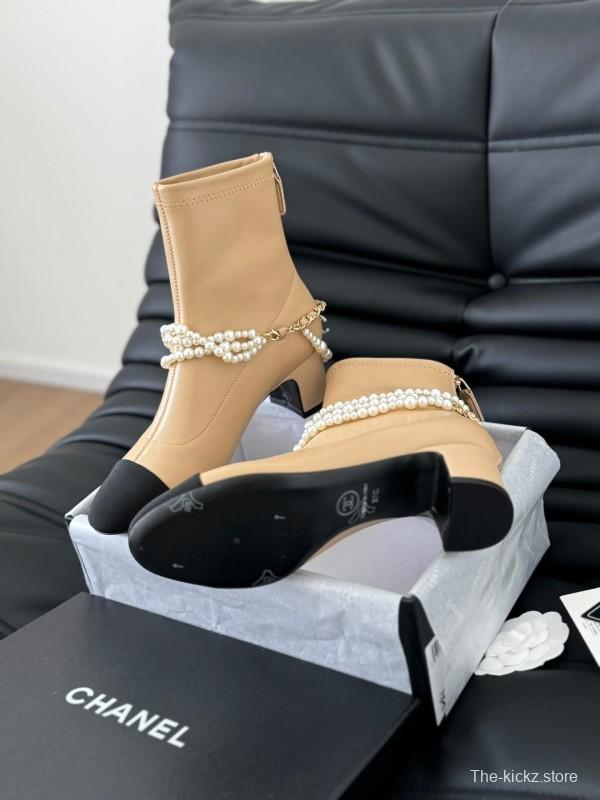 Chanel Pearl Collection Mary Jane Short Boots - LY00360