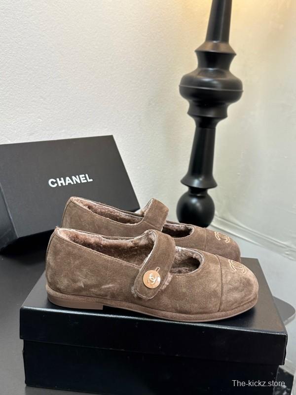 Chanel 2025/SS Autumn Winter New French Mary Jane Shoes Fur Shoes - KFY00300