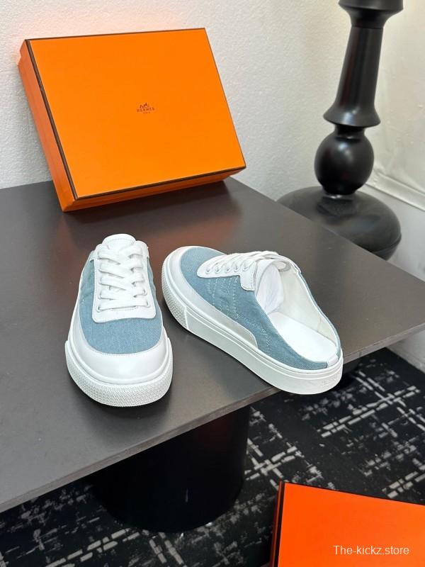 Hermès Deep Series Couple's White Sneakers Casual Skate Shoes - AS00320