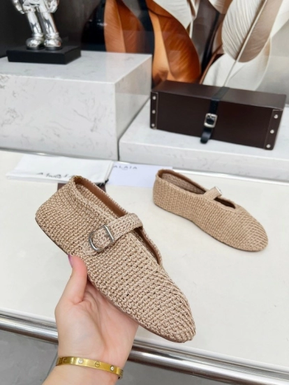 Alaia 2025/SS Knit Ballet Dance Shoes with Inner Height Increase - LY00310