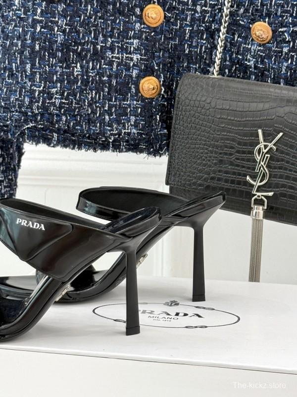 Prada Pointed Toe High Heel Sandals with Triangle Buckle - KFY00280